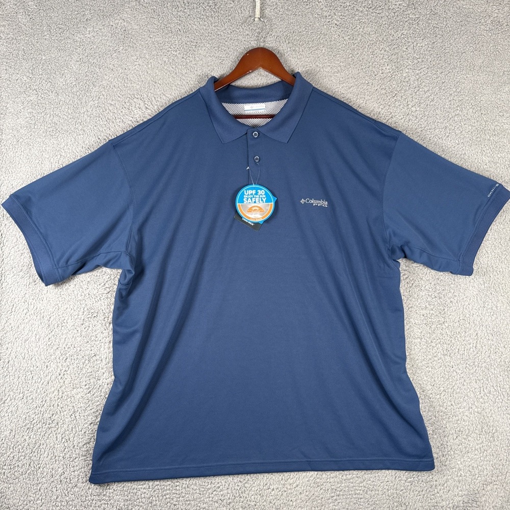 Columbia PFG Polo Shirt Men's 3XL Blue Omni-Shade Short Sleeve NEW